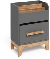 VitaliSpa&reg; B&uuml;cherregal Malia, Grau/Artisan, 55 x 70 cm mit Schublade