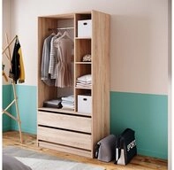 Vicco Kleiderschrank Elmo, Sonoma, 100 x 200 cm mit 2 Schubladen (1-St)