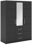 Masseno Dreht&uuml;renschrank ELISE 147 cm Kleiderschrank mit Spiegel 3 T&uuml;ren