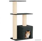 vidaXL Kratzbaum 133 cm Katzennbaum mit Sisal-Kratzs&auml;ulen Dunkelgrau 133 cm