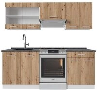 Vicco K&uuml;chenzeile R-Line, Artisan Eiche/Wei&szlig;, 200 cm, AP Anthrazit
