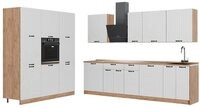 Vicco K&uuml;chenzeile Fame-Line, Wei&szlig; Landhaus/Goldkraft Eiche, 460 cm ohne