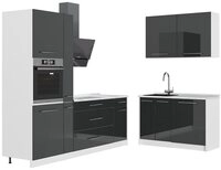 Vicco Winkelk&uuml;che Fame-Line, Anthrazit Hochglanz/Wei&szlig;, 220 x 120 cm, AP Marmor
