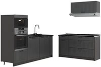 Vicco K&uuml;chenzeile Fame-Line, Dunkelgrau/Anthrazit, 340 cm, AP Anthrazit grau