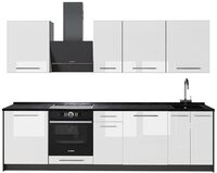 Vicco K&uuml;chenzeile Fame-Line, Wei&szlig; Hochglanz/Anthrazit, 280 cm, AP Anthrazit