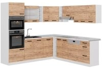 Vicco Winkelk&uuml;che R-Line, Goldkraft Eiche/Wei&szlig;, 247 x 237 cm ohne...
