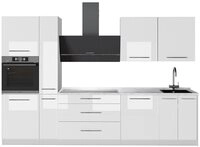 Vicco K&uuml;chenzeile Fame-Line, Wei&szlig; Hochglanz/Wei&szlig;, 310 cm ohne Arbeitsplatte