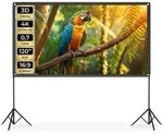 tectake Beamer-Leinwand f&uuml;r 4K, HD, Ultra HD und Full HD, Format 16:9, 120&ldquo;