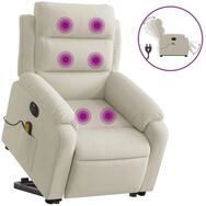 vidaXL Massagesessel, Relaxsessel mit Aufstehhilfe Elektrisch Creme Samt
