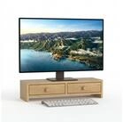 relaxdays Monitorst&auml;nder mit 2 Schubladen, (Holzoptik)