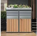 MODFU M&uuml;lltonnenbox Praktische M&uuml;llbox 132x80x124,5 cm in Grau/Holz-Optik,...