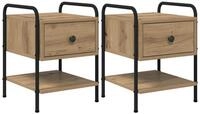vidaXL Nachttisch Nachttisch 2 Stk. Artisan-Eiche 35 x 36,5 x 47 cm...