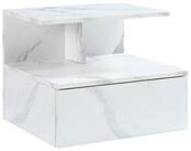 en.casa Wandboard, &raquo;Amberg&laquo; Nachttisch h&auml;ngend 40x35x31 cm Marmoroptik, wei&szlig;