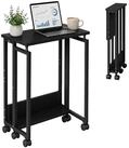 relaxdays Klapptisch Schreibtisch klappbar mit Rollen, schwarz, 60 x 50 cm