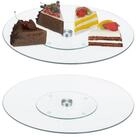 relaxdays Tortenplatte Drehbare Tortenplatte im 2er Set, Glas, (2-tlg)