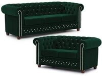 S-Style M&ouml;bel Polstergarnitur Chesterfield 3+2 Cleo Blink aus Samt mit