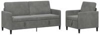 vidaXL Sofa Sofa Set mit Stauraum 2 stk. Dunkelgrau Polyester, 2 Teile