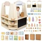 Mamabrum Spiel-Einkaufswagen XXL-Holz-Supermarkt f&uuml;r Kinder &ndash; 91-teiliges