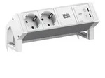 Bachmann DESK2 ALU WHITE 2xCEE7/3 Steckdosenleiste (Kabell&auml;nge 0.2 m), 1xUSB...