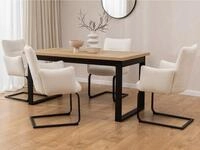 S-Style M&ouml;bel Polsterstuhl 2er Set Hera aus wei&szlig;em Boucl&eacute; mit