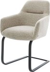 DELIFE Polsterstuhl Pejo-Flex, Freischwinger flach Schwarz Webstoff Soft Beige