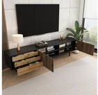 STILVORA Lowboard mit Schubladen,TV-Schrank Fernsehschrank mit Holzbeine,Schwarz