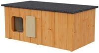 QLS Katzenhaus aus Holz Teak mit Vorraum 86x47x37cm, impr&auml;gniert wasserfest