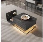 STILVORA Couchtisch Couchtischmit Glasplatte&LED-Effekt,Beistelltisch