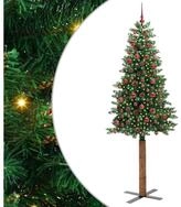 vidaXL K&uuml;nstlicher Weihnachtsbaum Schlanker Weihnachtsbaum Gr&uuml;n 210 cm