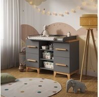 VitaliSpa&reg; Wickelkommode Malia, Grau/Artisan/Artisan, 133 x 98 cm XL mit 4