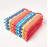Homescapes Stuhlkissen Gestreiftes Sitzkissen aus 100% Baumwolle, bunt, 4er-Set