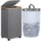 LuxusKollektion W&auml;schekorb W&auml;schekorb XL mit Rollen und Deckel, 100L, Grau...