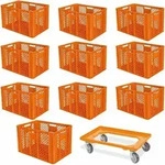 BRB-Lagertechnik Stapelbox 10x Eurobeh&auml;lter/B&auml;ckerkiste, LxBxH 600x400x410 mm...