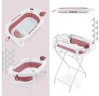 Moby-System Babybadewanne Faltbare Babybadewanne mit Thermometer - Altrosa