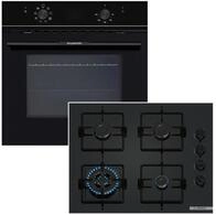 Wolkenstein Backofen-Set Einbaubackofen ECO + Bosch Gaskochfeld Wokbrenner