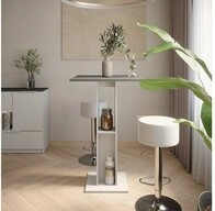 Vicco Bartisch Repose, Wei&szlig;/Anthrazit, 65 x 65 cm mit 2 Barhockern (3-St)
