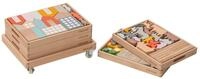 Betzold Bausteinwagen mit 5 F&auml;chern & Holzfiguren Spielbausteine