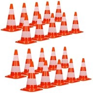 ECD Germany Warndreieck Verkehrsleitkegel aus PVC mit 2 reflektierenden Streifen