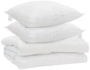 vidaXL Bett Bettdecke mit Kissen 3 stk. Wei&szlig; Mikrofaser (3-tlg)