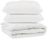 vidaXL Bett Bettdecke mit Kissen 3 stk. Wei&szlig; Mikrofaser (3-tlg)