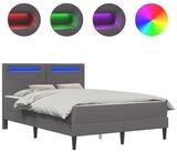 vidaXL Bett Bettrahmen mit LED-Lichtleisten Grau 120 x 200 cm Kunstleder (1-tlg)