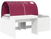 vidaXL Bett Bettgestell mit Tunnel 3 Stk. Wei&szlig; und Rot Holzwerkstoff (3-tlg)