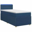 vidaXL Bett Boxspringbett mit Matratze mit Kopfteil Blau 100 x 200 cm Stoff (1-tlg)