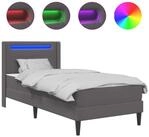 vidaXL Bett Bettgestell mit Matratze Grau 90 x 190 cm Kunstleder (1-tlg)