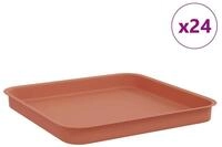 vidaXL Blumentopf Quadratisches Blumentablett 24 stk. Ziegelrot Kunststoff (24...