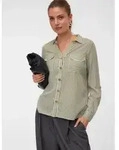 Vero Moda Hemdbluse VMBUMPY L/S SHIRT NEW WVN GA NOOS Viskose, regular fit gr&uuml;n M