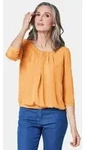 GOLDNER Shirtbluse Chiffon-Shirt mit 3/4-Arm, Rundhals Damen Sommerbluse, Halbarm,