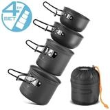 STAHLWERK Gaskocher Camping Kochtopf-Set 4-teilig aus AluminiumOutdoor...