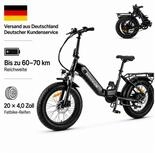 PixelPilot E-Bike Cityrad 20 Zoll Klapp-Elektrofahrrad Fatbike, 36V 14,5Ah Akku,