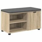 vidaXL Sitzbank Flurbank mit Kissen mit Regal Sonoma-Eiche 80 x 38 x 46 cm...
